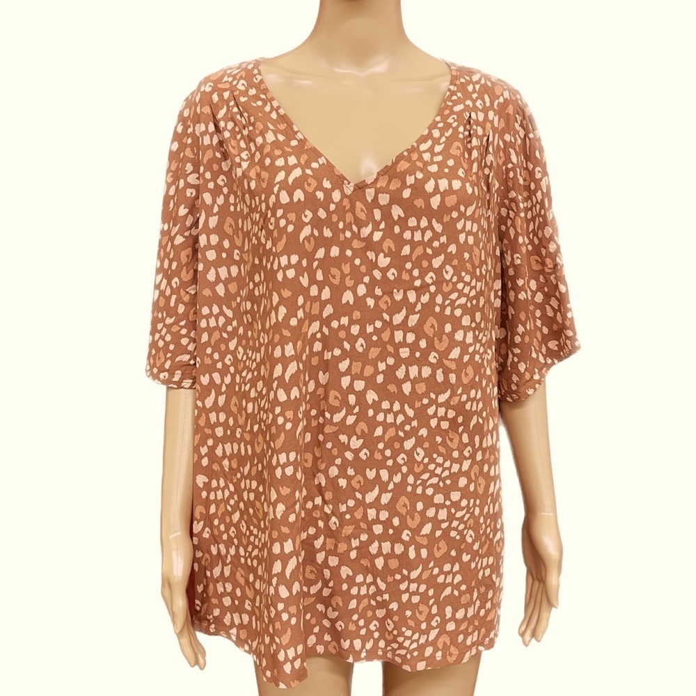 Isabel Maternity Creamy Cocoa Leopard Print Blouse Size XL